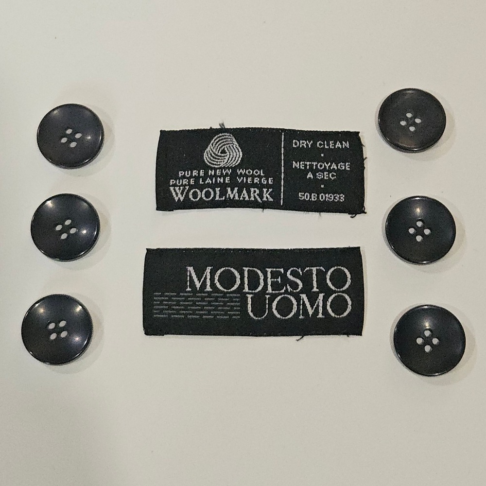 Modesto Uomo Black Suit Blazer Replacement Buttons Set of 6 Front Closure Sewing